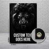 Lion Poster, Fierce Lion Wall Art, Roaring Lion Canvas Print, Bold Animal Decor, Customizable Lion Print, 24x36 Inch Banner