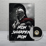 Iron Sharpen Iron Wall Art, Spartan Warrior Poster, Motivational Gym Decor, 24x36 Inches Print, Home Office Decor