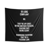 Do Lions Complain | Custom Gym Tapestry | Home Gym Flag Decor | Large Quote Wall Art | Motivational Inspirational | Banner