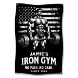 Gym Poster, Motivational Wall Art, Fitness Decor, Weightlifting Banner, Bodybuilding Gifts, Workout Room, No Pain No Gain Print, Patriotic