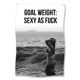 Goal Weight Sexy As F*** Motivational Wall Art, Fun Black and White Poster, Ocean Theme Decor, Empowering Fitness Goals Print