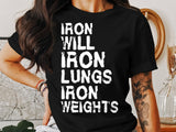Iron Will Statement Shirt, Motivational Gym T-Shirt, Fitness Enthusiast Apparel, Workout Inspiration Tee, Strength Training Top