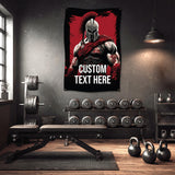 The image is a promotional graphic for a fabric product, specifically a 9 oz polyester fabric. It features a close-up view of the fabric, highlighting its properties such as dye sublimation, scratch resistance, wrinkles being free, and being washable.