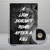 A Lion Doesn't Roar After A Kill Motivational Banner, Lion Wall Art, Inspirational Quote Poster, Animal Print Decor, 24x36 Inch