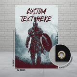 Custom Warrior Banner, 24x36 Inches Wall Art, Spartan Decor Poster, Personalized Message, Reinforced Metal Grommets, Indoor Outdoor