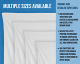 a set of four white bed sheets on a blue background