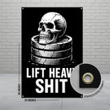 Lift Heavy Gym Banner, Skull Workout Poster, Fitness Wall Art, Motivational Gym Decor, Exercise Room Sign, Strength Training Flag