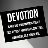Devotion Wall Art, Inspirational Quote Print, Minimalist Home Decor, Motivational Typography Poster, Modern Office Decor