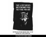 Take A Deep Breath Wolf Cloth Banner - Home Gym Decor - Large Wall Art Quote - Weightlifting Wolves