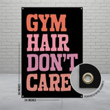 Gym Hair Don't Care Banner, Motivational Gym Wall Art, Fitness Room Decor, Home Workout Sign, Gym Motivation Poster