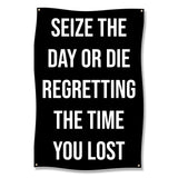 Seize the Day or Die Regretting, Motivational Gym Wall Art, Inspirational Workout Decor, Fitness Room Quote, Bold Statement Sign
