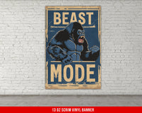a poster of a gorilla on a white brick wall