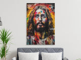 Jesus Christ Graffiti Art, Colorful Modern Christian Wall Art, Vibrant Abstract Religious Decor, Street Art Messiah Portrait