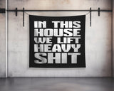 Custom Gym Tapestry | Home Gym Flag Decor | Large Quote Wall Art | Motivational Inspirational | In This House