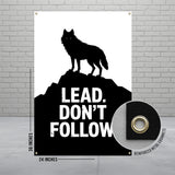 Wolf Silhouette Inspirational Banner, Lead Dont Follow Motivational Sign, Wall Art Poster, Wolf Decor for Office Home