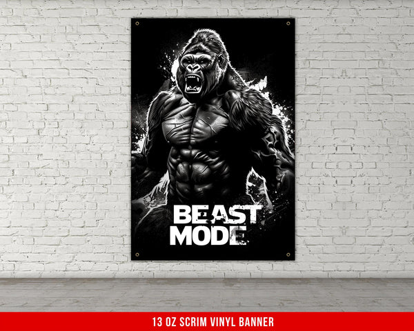 Beast Mode Banner Fitness Decor Home Gym Wall Art Motivational Quote Weightlifting Gift Powerlifting Dorm Garage Gym Flag