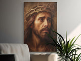 Jesus Christ Portrait Art Print, Crown of Thorns, Christian Wall Decor, Religious Canvas, Spiritual Home Art, Faith Gift for Him Her, Sacred
