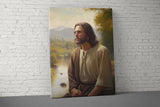 Jesus Christ Portrait Art, Christian Religious Painting, Spiritual Wall Decor, Lord Savior Canvas, Faith Home Gift, Peaceful Nature