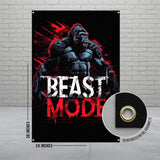 Beast Mode Gorilla Poster, Gym Wall Art, Motivational Fitness Decor, 24x36 Banner, Workout Inspiration, Weightlifting Artwork