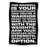 Motivational Gym Banner, Barbell Battleground Fitness Poster, Warrior Workout Wall Art, Strength Training Decor, Gym Inspiration