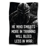 He Who Sweats More In Training Will Bleed Less In War Poster, Motivational Wall Art, Fitness Gym Decor, Inspirational Quote Print