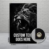 Lion Roar Wall Art Poster, Custom Text Lion Poster, Black and White Lion Artwork for Home Decor, Large Lion Wall Hanging