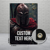 Custom Spartan Warrior Wall Banner, Large 24x36 inches Poster, Historical Warrior Decor, Reinforced Metal Grommets