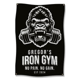 Gregor's Iron Gym Poster, No Pain No Gain Wall Art, Fitness Decor, Gym Motivation, Workout Room Inspirational Print, EST 2024 Banner