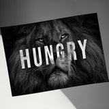 Lion Poster, Hungry Lion Wall Art, Animal Photography Print, Black and White Lion Decor, Motivational Lion Artwork