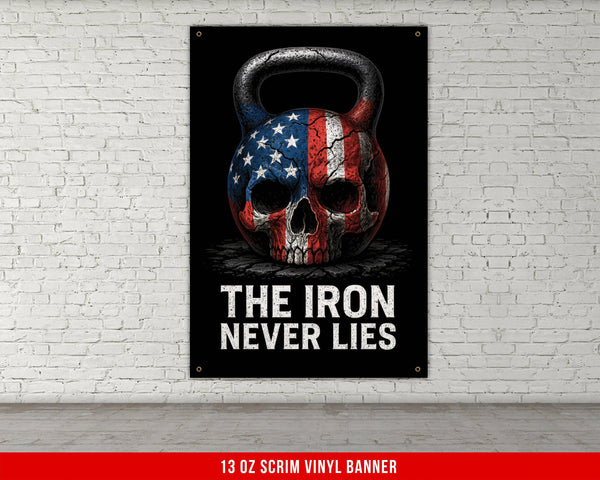 The Iron Never Lies Banner, Patriotic Home Gym Decor, Motivational Gym Banner, Weightlifting Banner, Custom Gym Banner, Fitness Gift