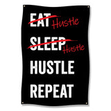 Eat Sleep Hustle Repeat Wall Art, Motivational Gym Decor, Fitness Poster, Inspirational Workout Banner, Home Gym Decoration