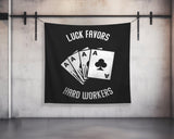 Luck Favors Hard Workers Tapestry, Motivational Wall Art, Fitness Decor, Weightlifting Banner, Inspirational Gym Decor