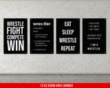 Wrestling Banners - Set of 4 - Gym Decor - Large Quotes Wall Art - School College Dorm - Sports Inspiration - Wrestlers