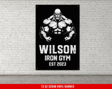 Iron Muscle Gym - Custom Vinyl Banner - Your Name Custom Banner - Inspirational Motivational - Large Quote Wall Art - Home Gym Decor