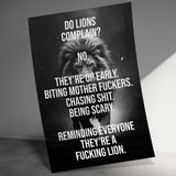 Motivational Lion Poster, Inspirational Lion Wall Art, Animal Motivation Print, Bold Quote Poster for Office Decor