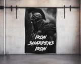 a comparison of banner sizes to scale, with a silhouette of a man standing next to the corresponding banner sizes.