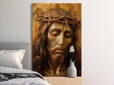 Jesus Christ Crown of Thorns Art, Christian Religious Decor, Sacred Spiritual Faith Canvas Print, Divine Messiah Portrait
Jesus Christ