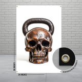 Skull Kettlebell Banner, Gym Wall Decor, Weightlifting Skull Poster, Fitness Studio Decoration, Workout Motivation Art, 24x36 Inch