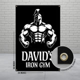Gym Banner, Iron Gym Sign, Fitness Decor, Muscle Man Poster, Workout Motivation, Home Gym Wall Art, Fitness Room Decor, Gym Decor