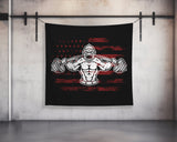 Gorilla Weights | Custom Gym Tapestry | Home Gym Flag Decor | Large Quote Wall Art | Motivational Inspirational | Banner | USA Red