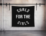 Curls For Girls | Custom Gym Tapestry | Home Gym Flag Decor | Large Quote Wall Art | Motivational Inspirational | Banner