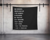 Motivational Quotes Wall Tapestry - Gym Decor - Large Motivational Fitness - Weightlifting Art
