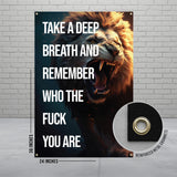 Motivational lion poster, Take a deep breath and remember who you are wall art, Inspirational quote home decor