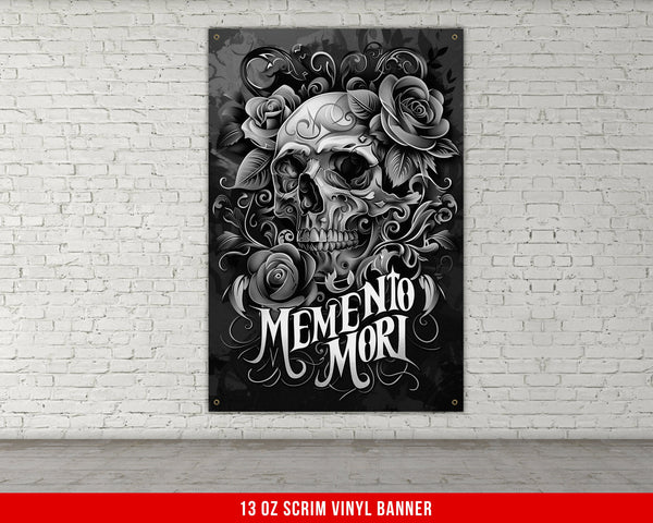 a black and white picture of a skull with roses