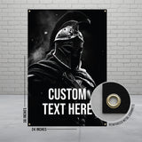 Spartan Warrior Poster, Historic Soldier Wall Art, Epic Battle Decor, Medieval Knight Print, Ancient Greek Warrior Banner, Custom Text