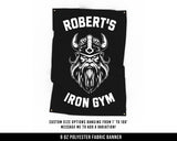 Custom Gym Cloth Banner - Home Gym Decor - Large Wall Quote - Motivational Fitness - Sign Flag - Your Name Personalized - Viking Iron Gym