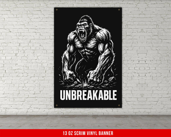 Unbreakable Gorilla Gym Banner, Home Gym Decor, Motivational Gym Quote, Fitness Wall Art, Powerlifting, Garage Gym, Custom Home Gym