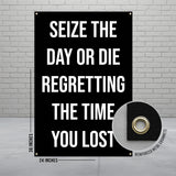 Seize The Day Wall Quote, Motivational Banner For Home Office Decor, Inspirational Poster, Positive Message, Encouraging Gift