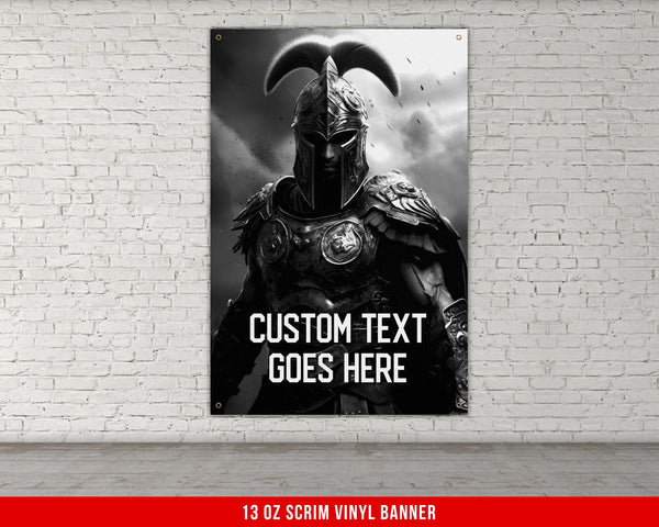 a black and white photo of a knight in armor