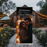 Custom Retractable Banner for Wedding – Personalized Photo Welcome Sign, Wedding Entrance Decor, Reception Backdrop, Bridal Shower Display